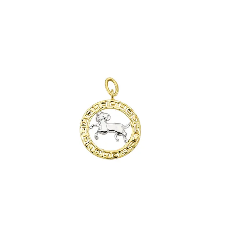 14K Solid Gold Zodiac Aries Horoscope Star Sign Necklace