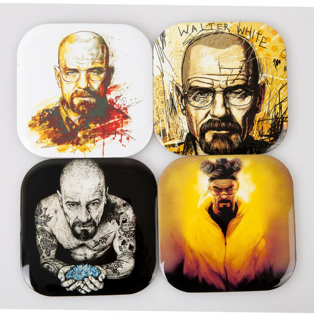 4pcs Non-slip Table Coaster Set Heat Resistant Metal Mat Drink Coffee, Walter White, Gift, Mug Pat