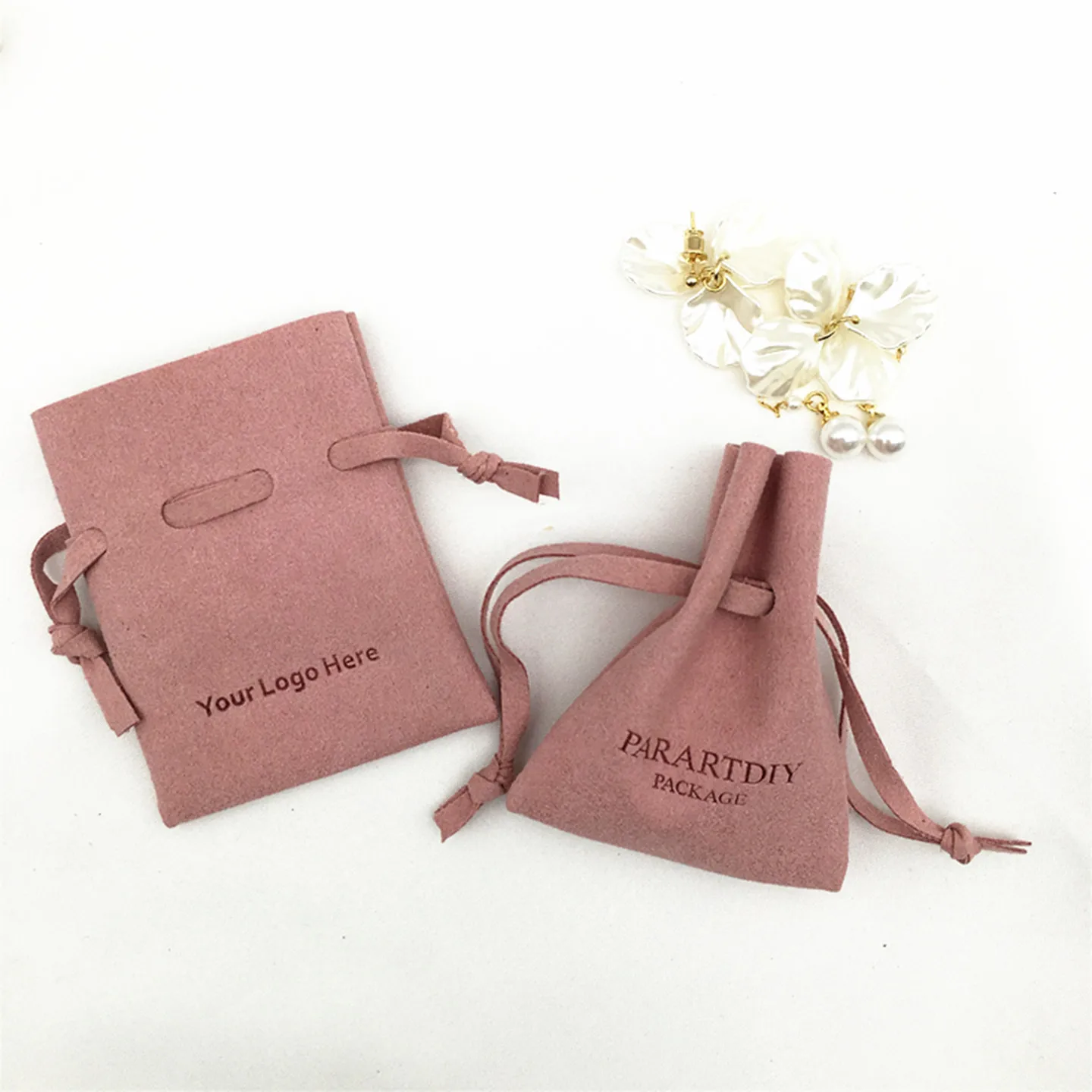 

50pcs dark pink custom jewelry packaging pouch custom logo chic small wedding favor pouch microfiber jewelry pouch bags bulk