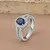 925 Sterling Silver Full Round Zircon Stone Embroidered Ladies Ring With Blue Stone Turkish Premium Quality Handmade Jawelery