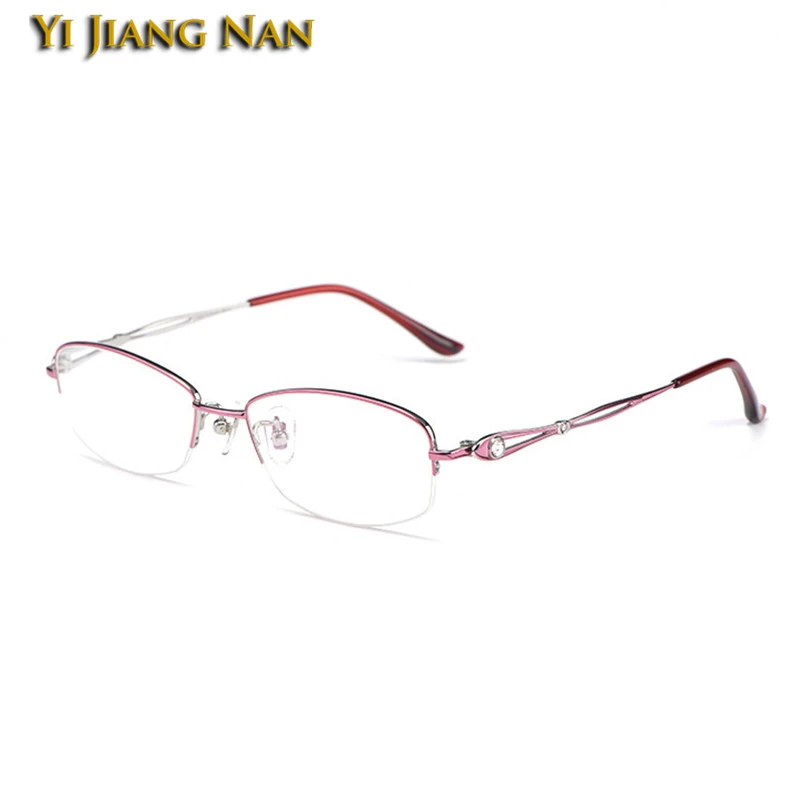 

Women Gafas Oculos Ultralight Titanium Optical Beautiful Temple Half Rim Glasses Frame Prescription Eyeglasses Female Eyewear