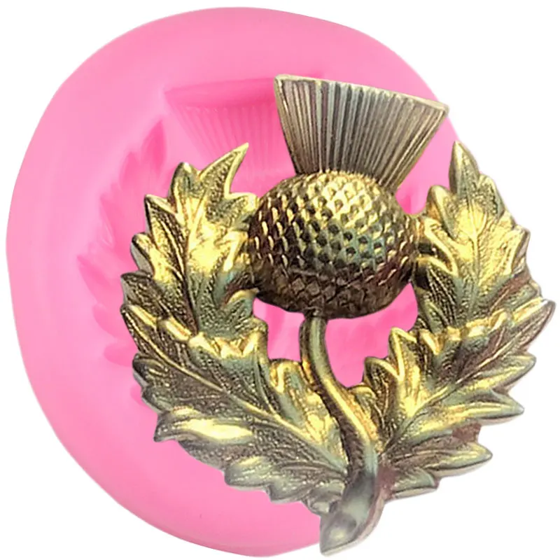 Thistle Scottish Flower Silicone Molds Relief Cupcake Topper Fondant Cake Decorating Tools Jewelry Resin Candy Chocolate Moulds