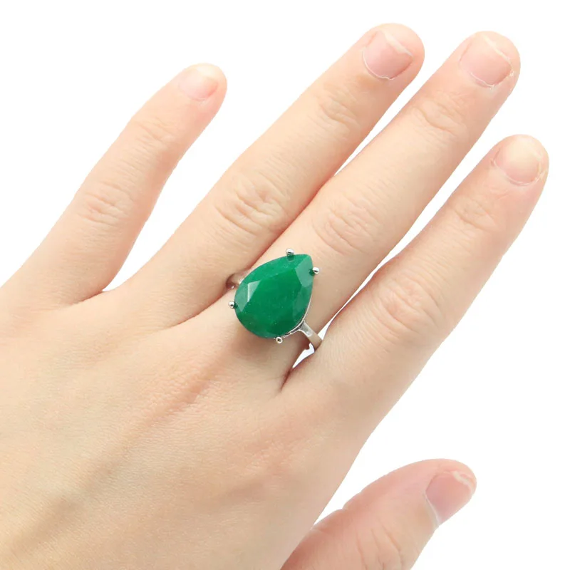 Buy 3 Get 1 Free Lovely Drop Shape Real Green Emerald Red Ruby Daily Wear Silver Rings Wholesale Drop Shipping