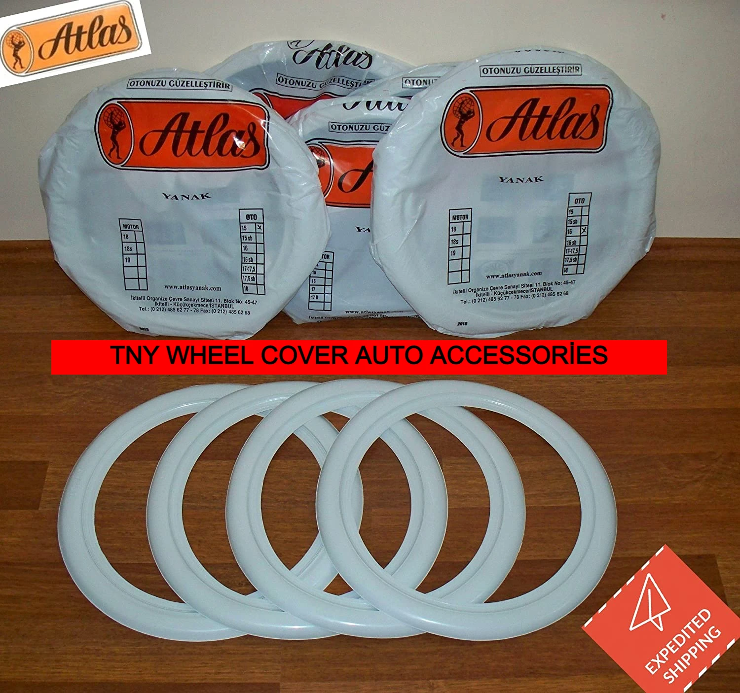 

Atlas Tire Side 12 "13" 14 "15" 16 "Rim WHITE Wall Topper STANDARD Auto Car tire Rubber Ring Set 4 Pcs for 16" Vehicle RIM