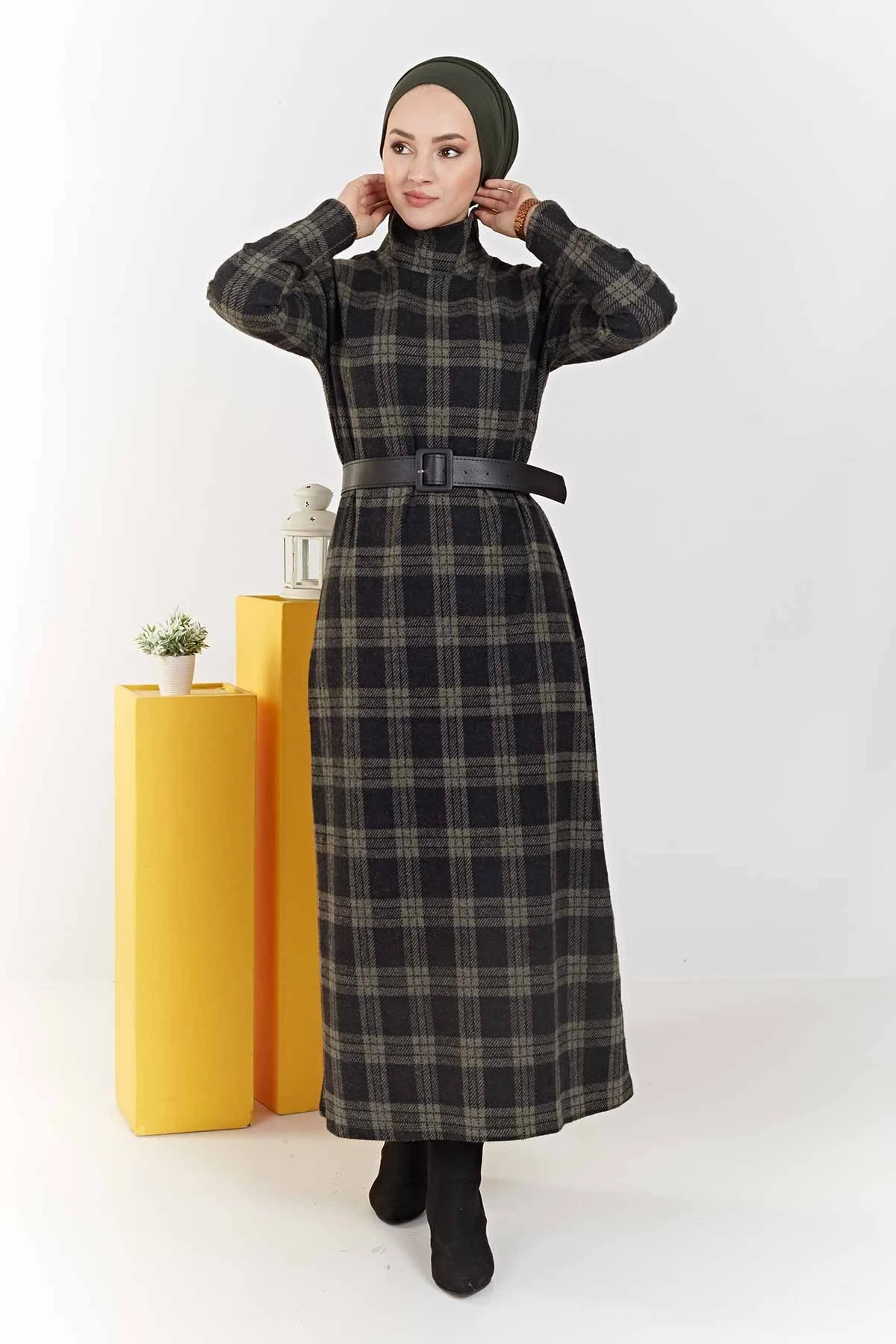 Muslim Woman's Clothing Dresses Muslim For Women New Season Collar Plaid Dress Robe European Clothing Abaya Dubai Turkey Caftan