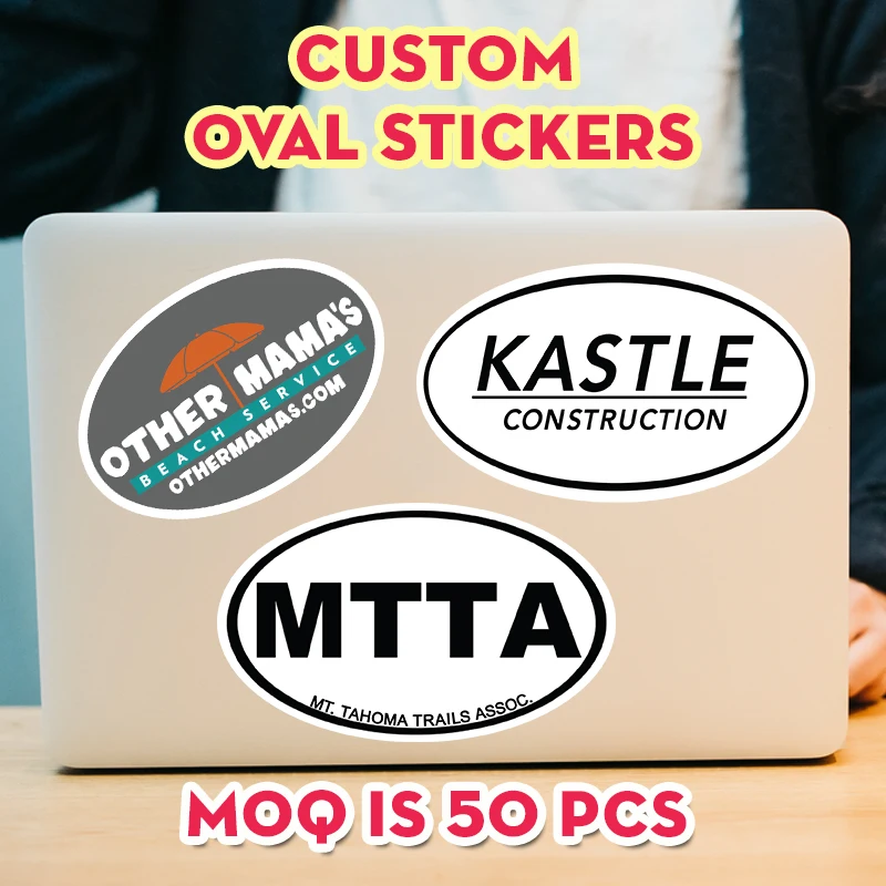 

Custom Oval Stickers for brand company logo with Hi-quality printing Strong adhesive water proof sticker for Promotional use