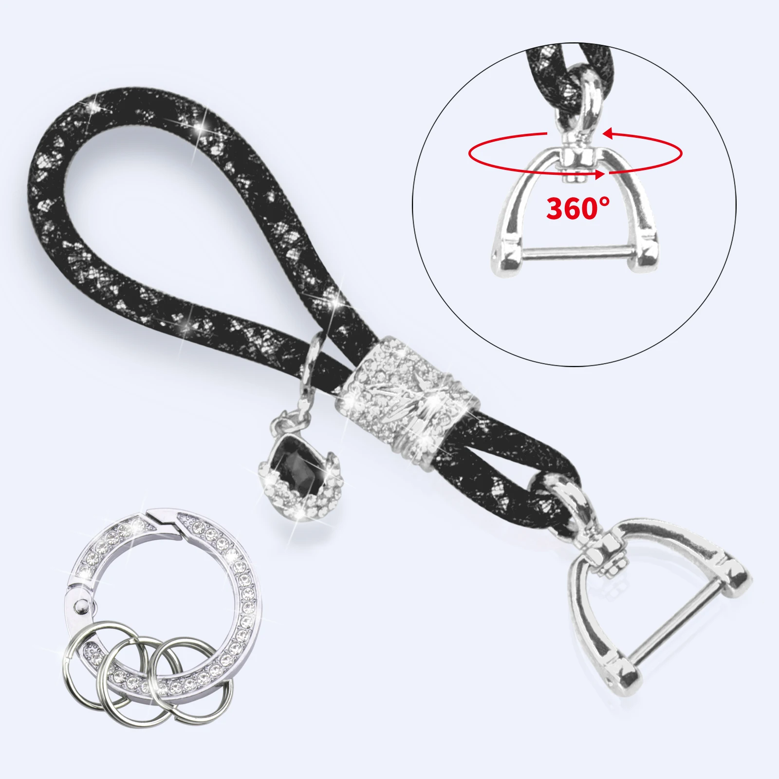 

Crystal Car Keychain Accessories for Women girly key holder chains for backpacks charms Bags Hangings Black Cute Gifts