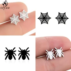 Kolczyki sztyfty ze stali nierdzewnej Cartoon Spider Web dla kobiet Punk Black Spider Bat Honeycomb Earings Halloween Piercing 2024