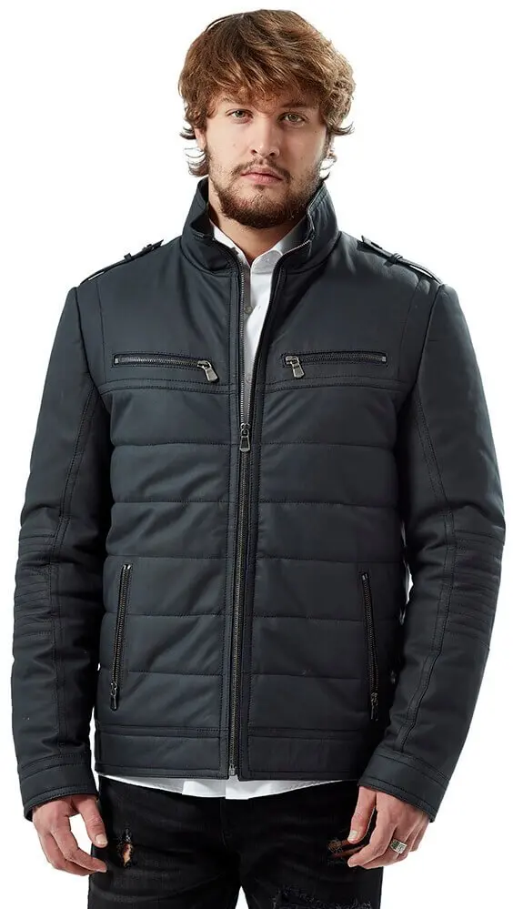 Luca Nam Phối Da Màu Xanh Hải Quân Taffeta Orjinal Da Cừu Thu Đông 2022 Biker Slim Size Lớn VintageTürkiye