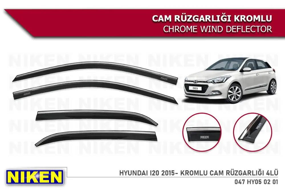 

For Hyundai i20 Wind Deflector Chrome Rain Window Visors 2015 2016 2017 2018 2019 2020 and 4 Pieces Auto Accessory