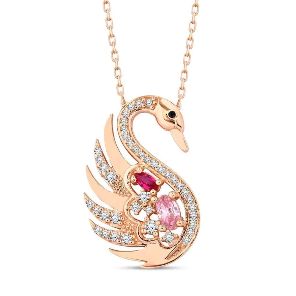 925 sterling Silver Zircon Stone Swan Pendant