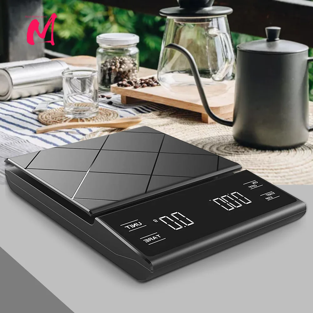 Drip Coffee Scale with Timer 3kg/0.1g High Precision Pour Over Drip Espresso Scale with Back-Lit LCD Display