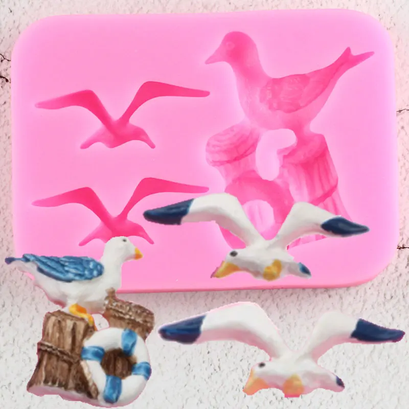 Seagull Silicone Mold Cupcake Topper Fondant Cake Decorating Tools Chocolate Gumpaste Moulds Candy Mould Polymer Clay Molds