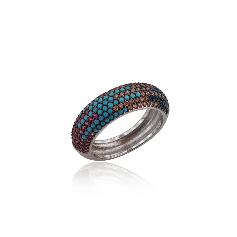 Colorful Pave Trendy Statement Women Rings 925 Sterling Silver Ladies Rings for Women