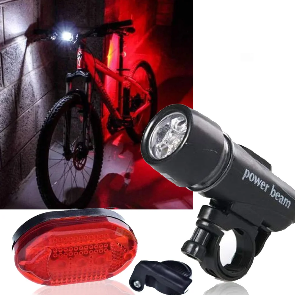 LED Bicycle Light Bike Light Set Front Lighting White color + Rear Red color Reflective Signage