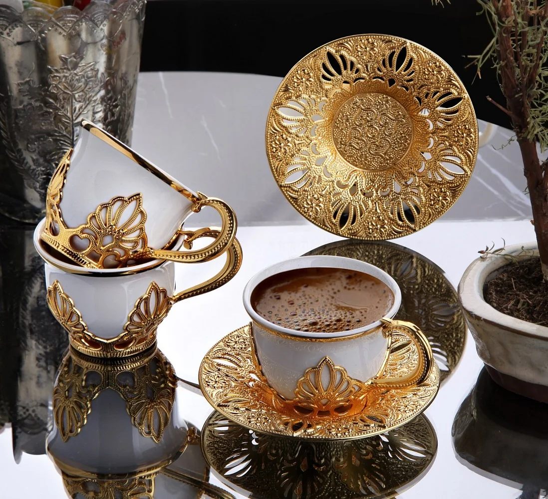 Turkish Coffee Set  - Gold White Color