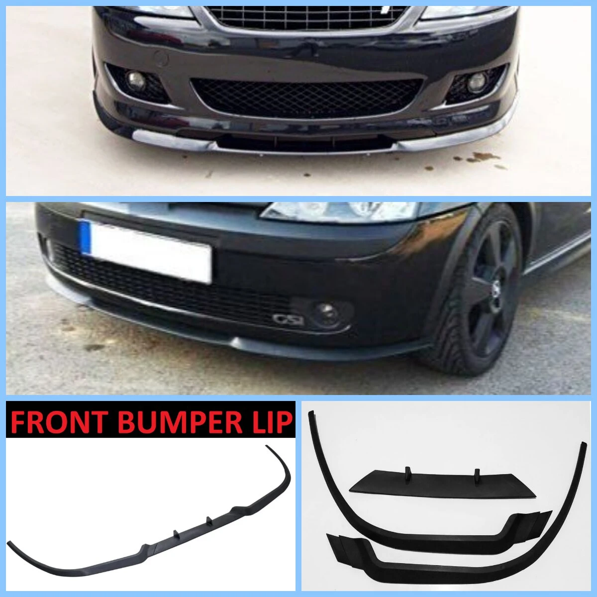 For Opel Corsa C CUPRA R Front Bumper Lip Universal 3pcs Diffuser Black Bumper Lip Spoiler Body Kit, Auto Car Tuning Accessories