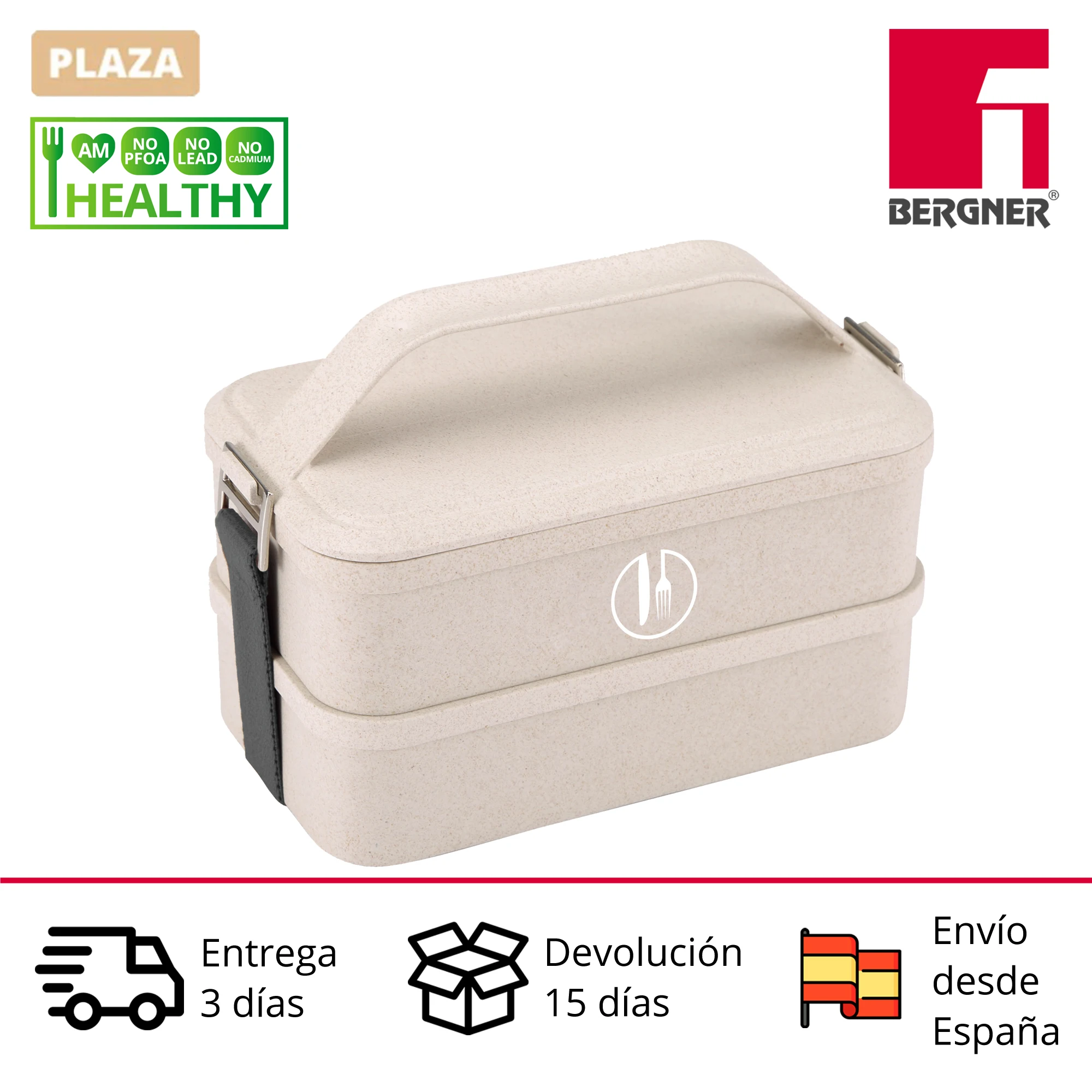 Lunch box airtight BERGNER Walking rectangular 2 floors 20cm.