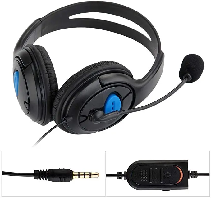 Auriculares para P4 PS4 Gaming 3.5mm Cable Stereo Compatible PS4 PC Game-Black 1,3mts de Cable