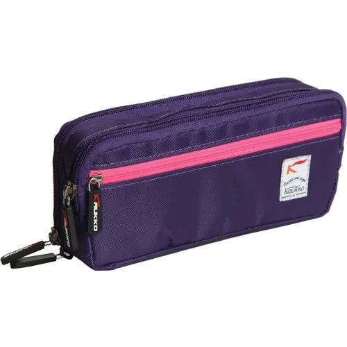 Kaukko Pencil Bag (Penholder) 3 Compartments Purple Pen Box