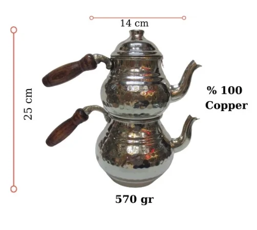 Handmade Turkish Copper Teapot Kettle Stovetop as Teapots Set - Stainless Whistle Serving and Drinking Handmale