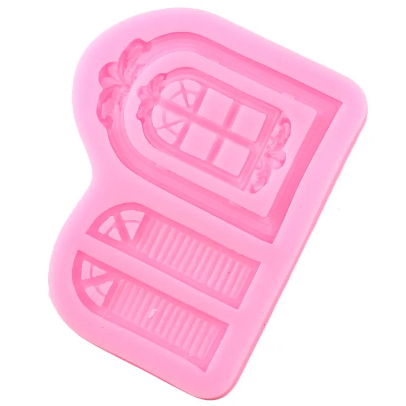 3D Door Window Silicone Mold Frame Candy Resin Clay Molds Cake Border Fondant Cake Decorating Tools Chocolate Gumpaste Moulds