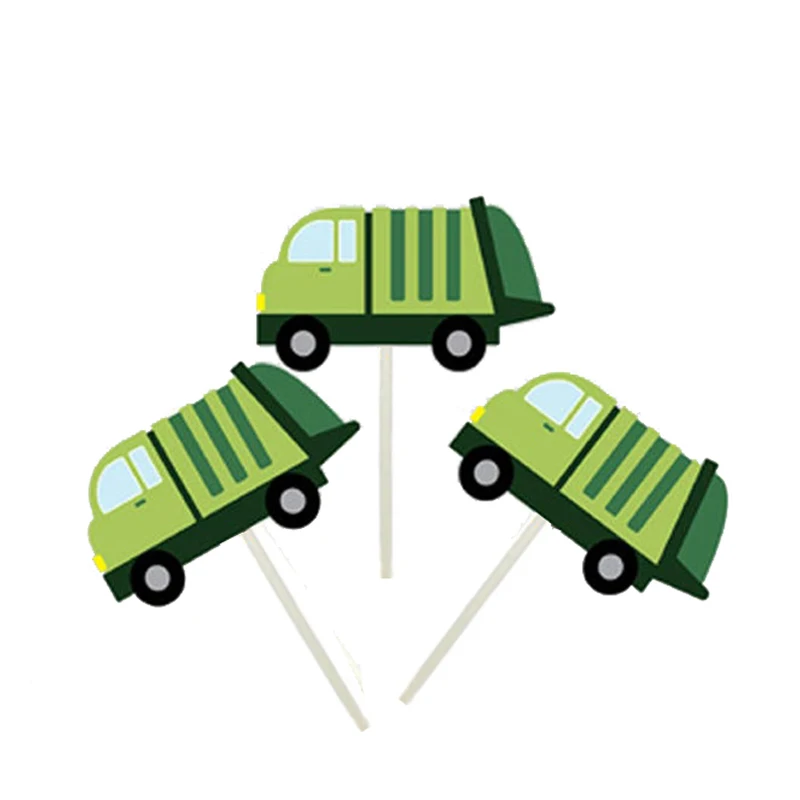 

Garbage Truck Cupcake Toppers Birthday Party Supplies-set of 24