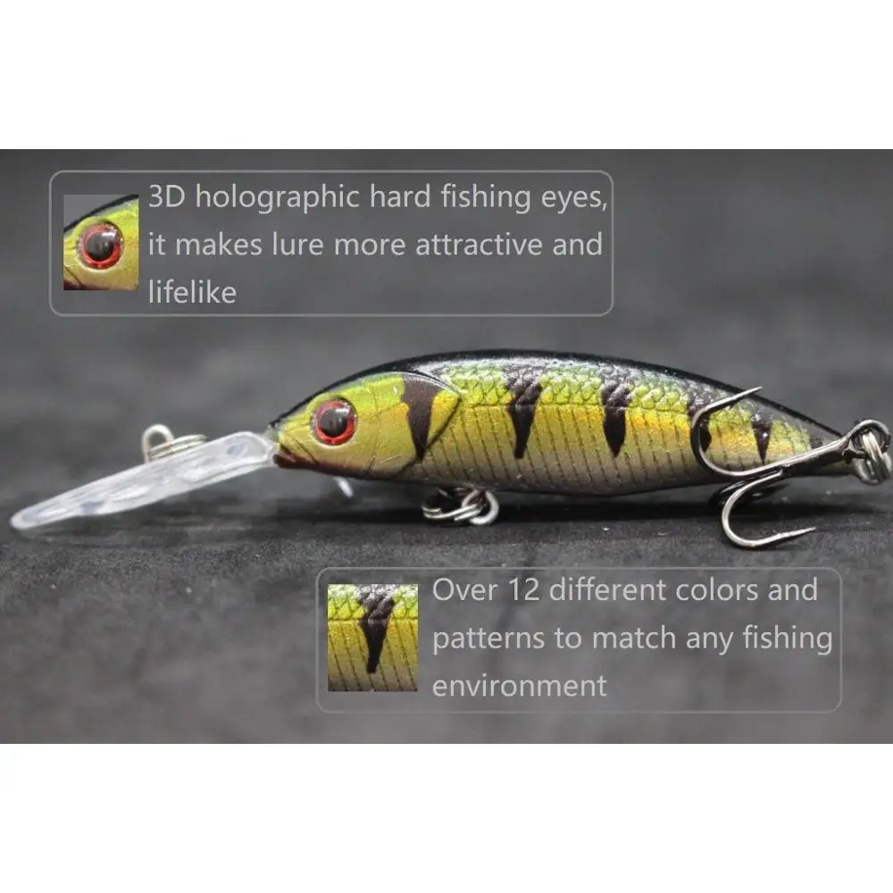 wLure Minnow Crankbait Fishing Lures 4g 7.6cm 2-3 Meter Diving Lightweight Slow Floating Bait for Carp Fishing Size 8 Hooks M514