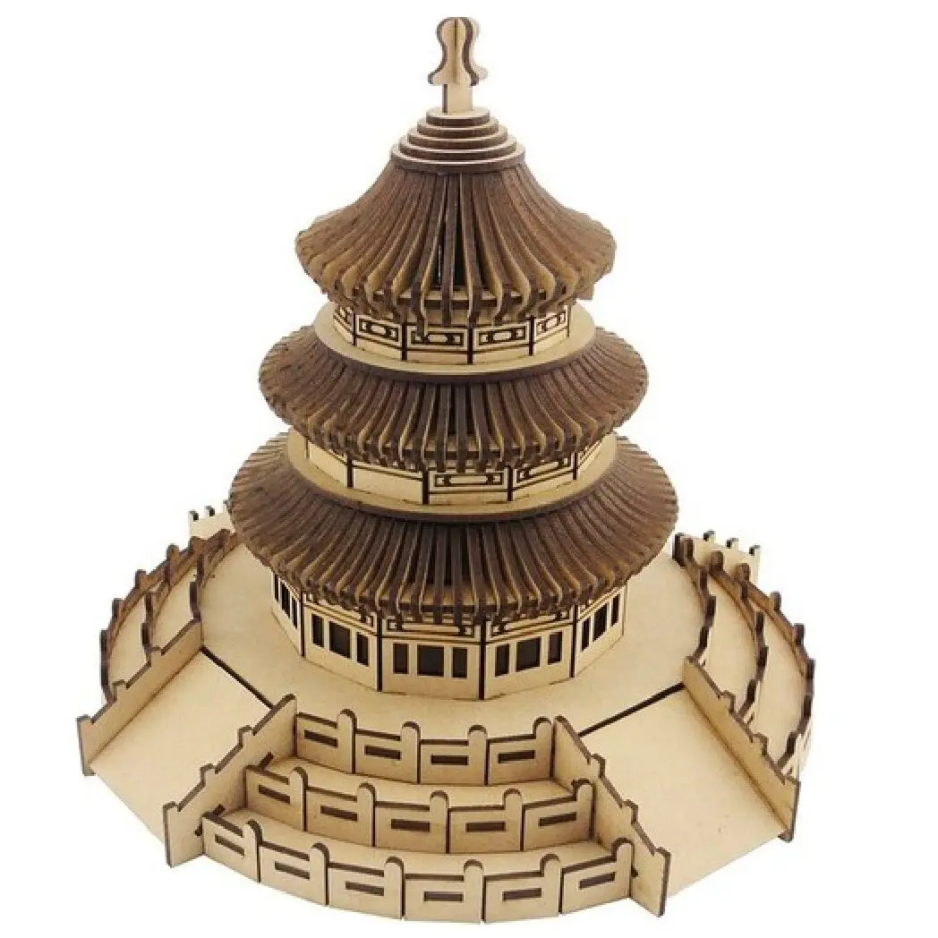 3D Wooden Temple Of Heaven Scale Model 283 Piece DIY and Paint for Kids 3-Dimensional Dyeable Puzzle