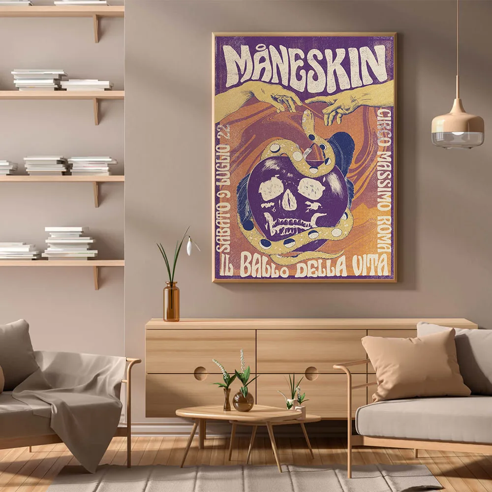 Måneskin Concert Poster Nordic Retro Music Canvas Painting Wall Art Picture Print Modern Bar Living Room Home Decor Frameless