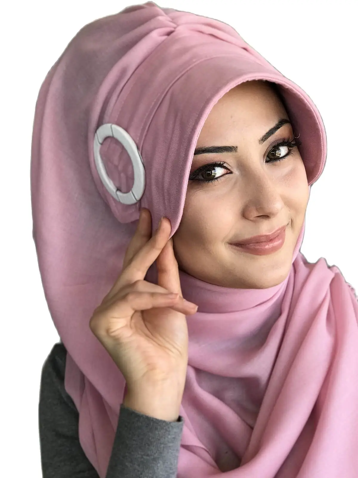 New Fashion 2021 Muslim\'s Headscarf Islamic Clothing Turban Spring Summer Season Foulard Dried Rose Buckle Women\'s Hat Shawl