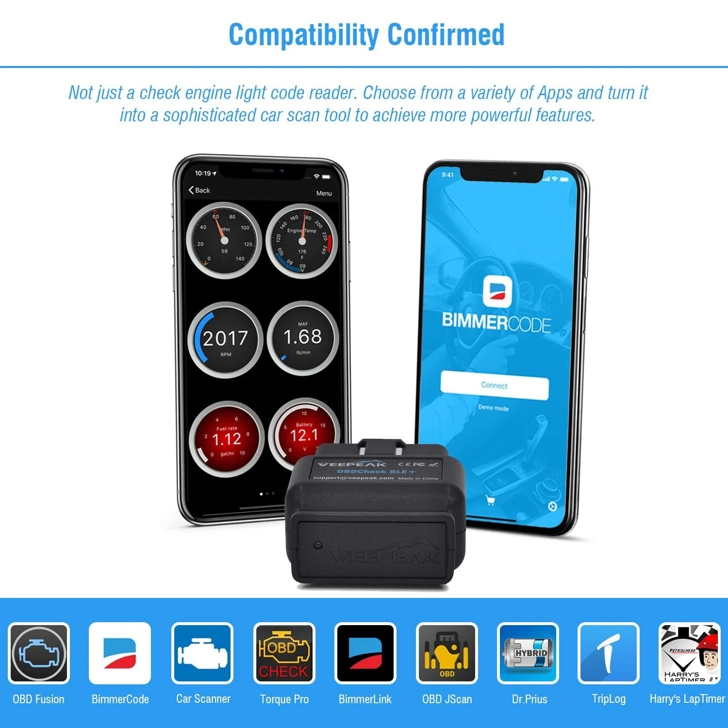 Veetop OBDCheck BLE + بلوتوث 4.0 OBD2 الماسح ل iOS و أندرويد ، سيارة تشخيص رمز قارئ أداة مسح ضوئي ل العالمي OBDII