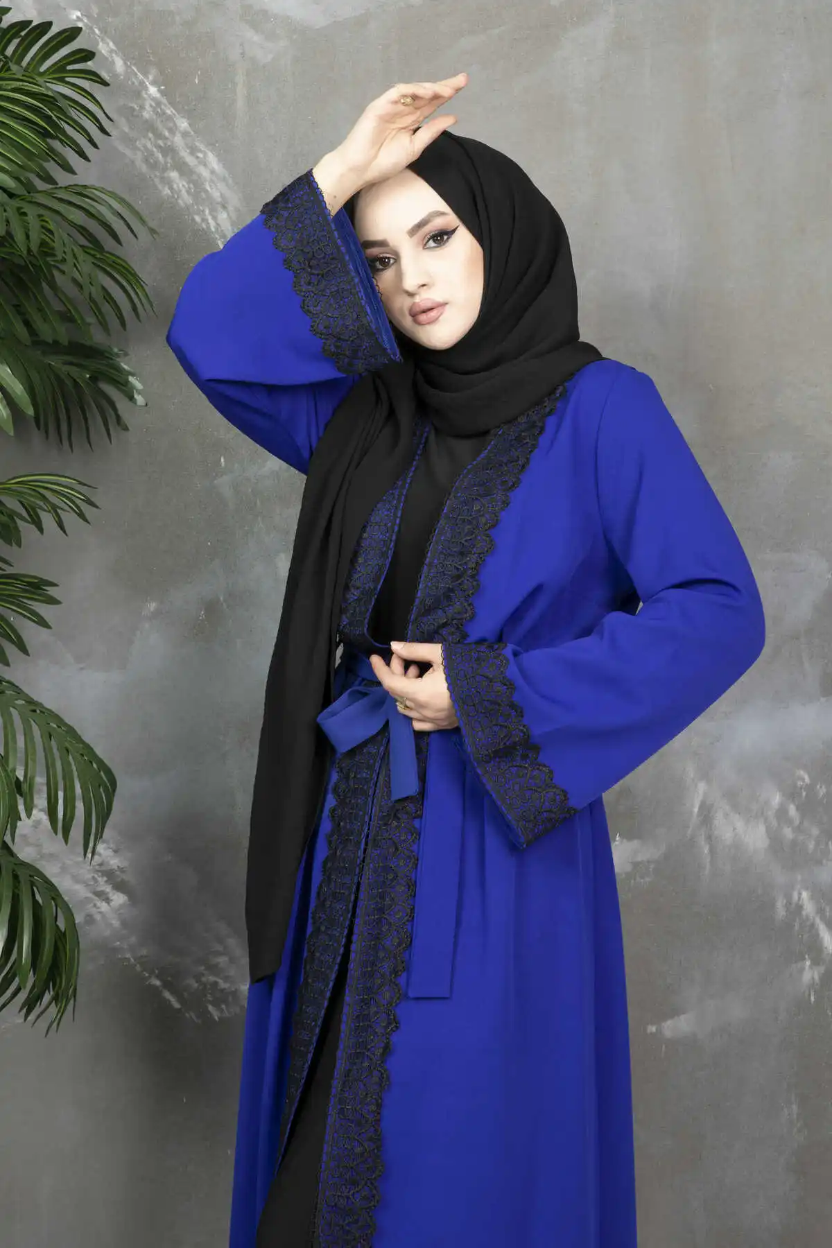 Lace Detailed Open Abayas For Women Dubai 2022 Luxury Kaftan Moroccan Caftan Muslim Kimono Turkey Free Shipping Saudi Black