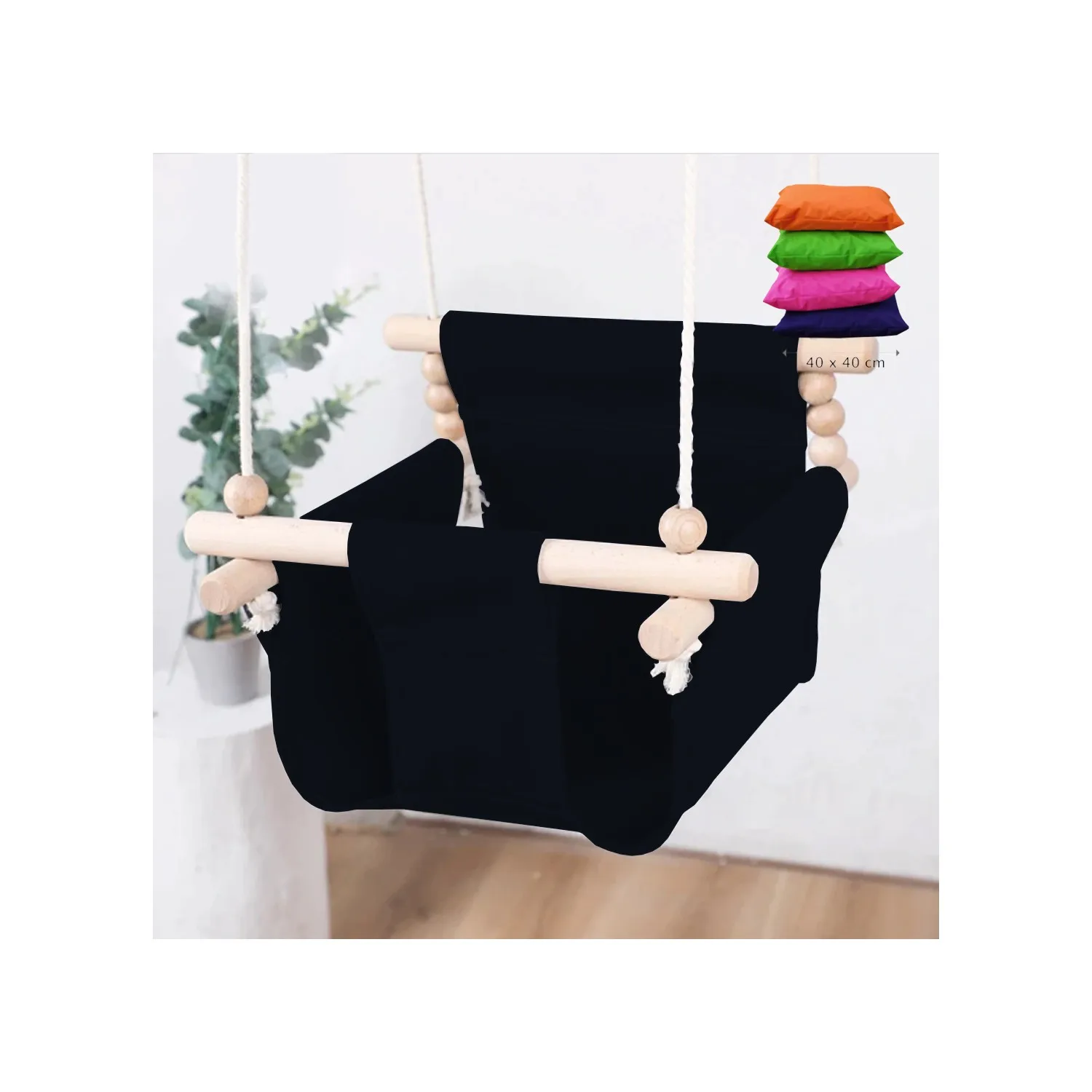 Baby swing chair canvas hanging wooden child baby Rocker toy safety spring outdoor swing chair toy child