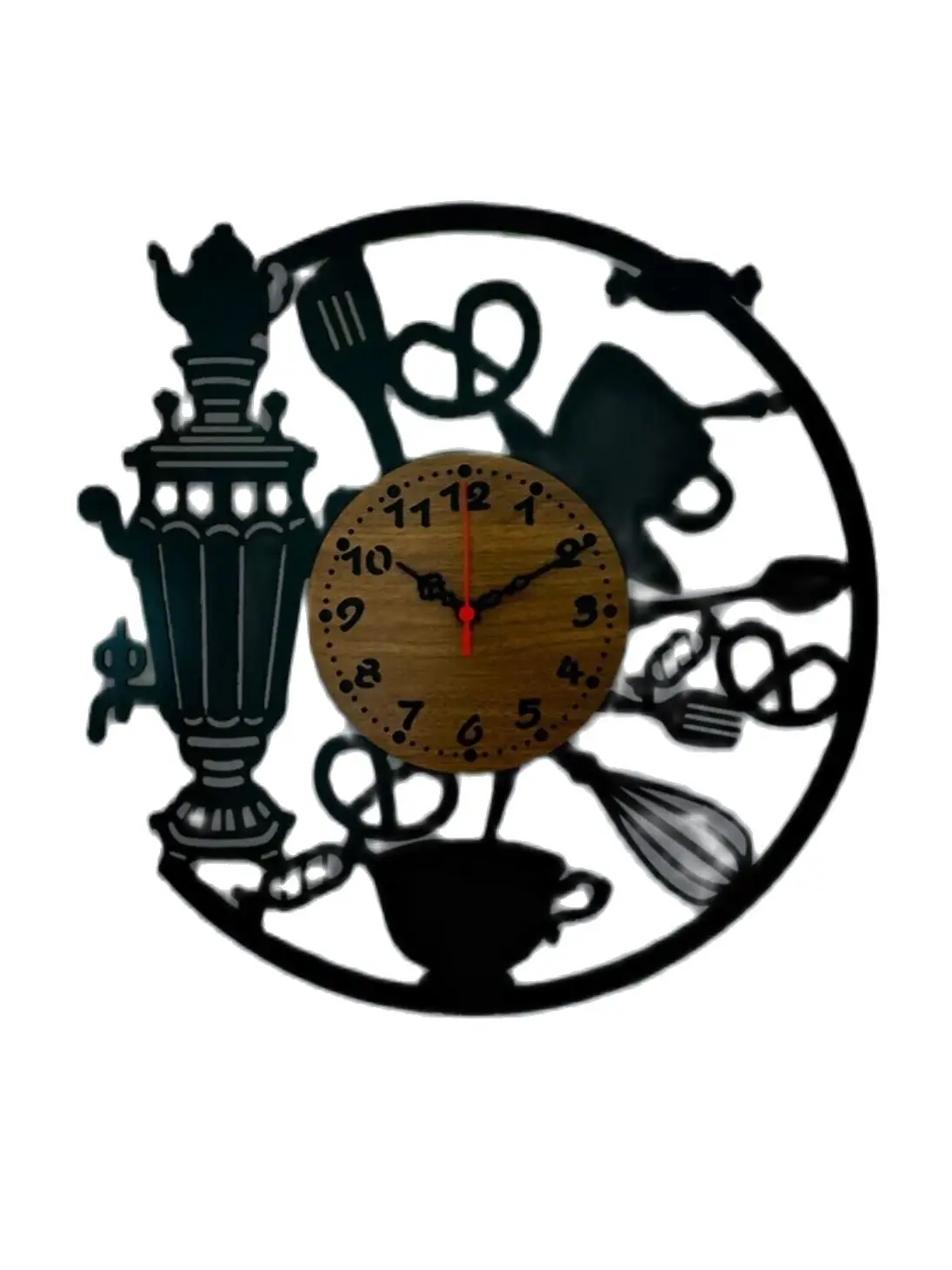 Black Metal Cafe Design Decorative Wall Clock 50*50 Cm Works Quietly For Home Office Quality Lux Made In Turkey Fast Shipping