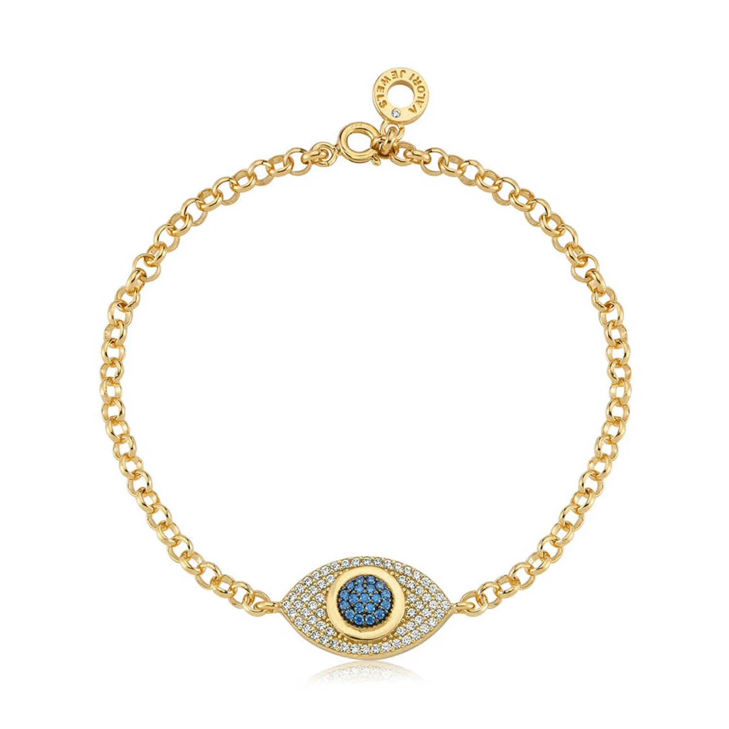 

Valori Jewels Blue Eye, Zirconia White And Fancy Blue Gemstone, Gold Plated, Sterling Silver Bracelet