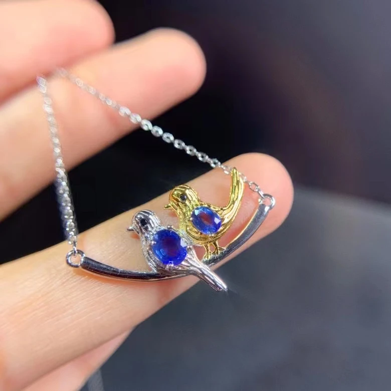 KJJEAXCMY Fine Jewelry 100% Natural Sapphire Girl Necklace Pendant Clavicle Chain Two Colors Female Gemstone Support Testing