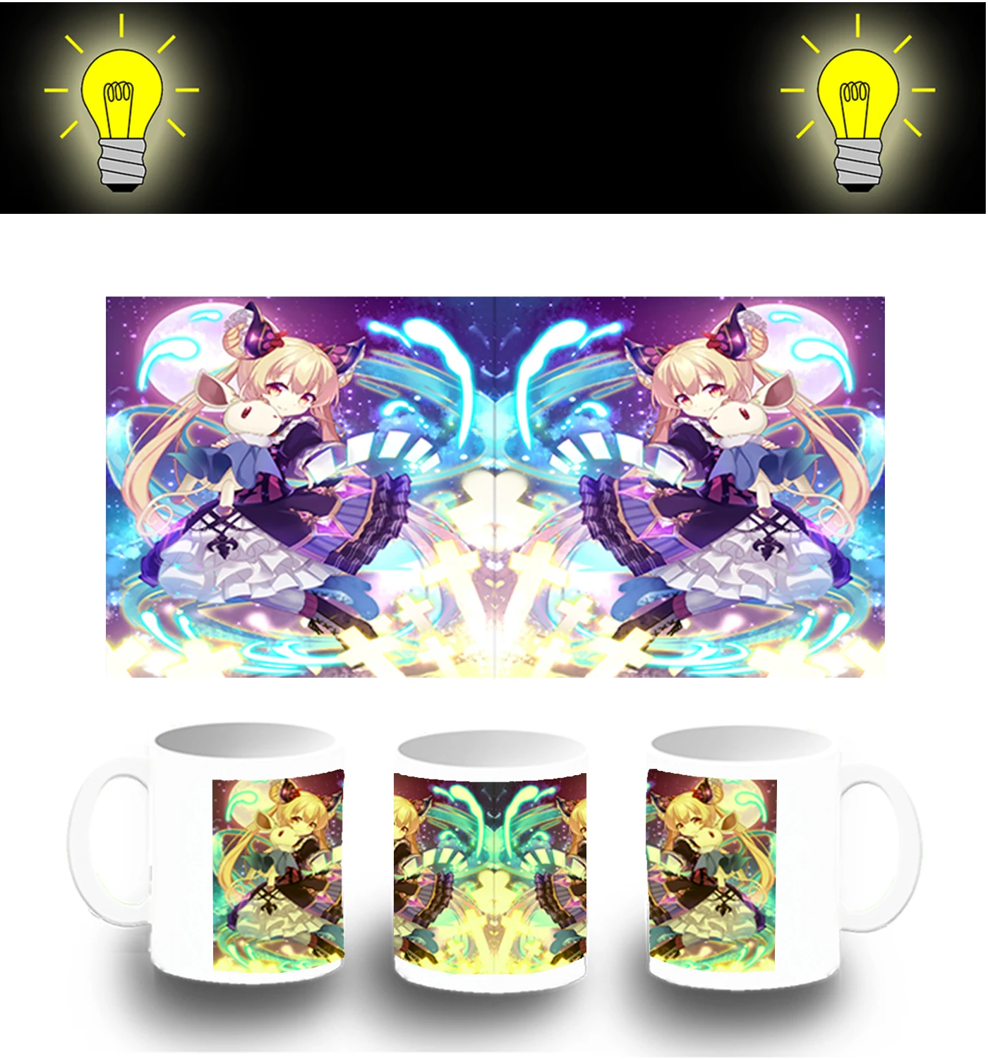 CUP PHOTOLUMINESCENT KAWAII CHARACTER ANIME glitter mug