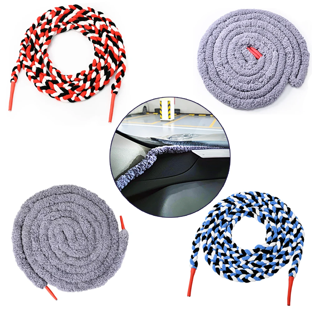 EHDIS 300cm Microfiber Soak Shield Rope Strong Water Absorbent Rope for Car Windshield Washing Interior Cleaning Drying Cloth