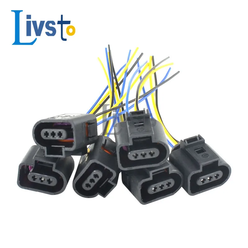 1 Sets 3 Pin 1.5mm For Audi A4 A6 AVK 3.0 1J0973703 1J0973803 Camshaft Cam Sensor Pigtail Plug Connector 1J0 973 703