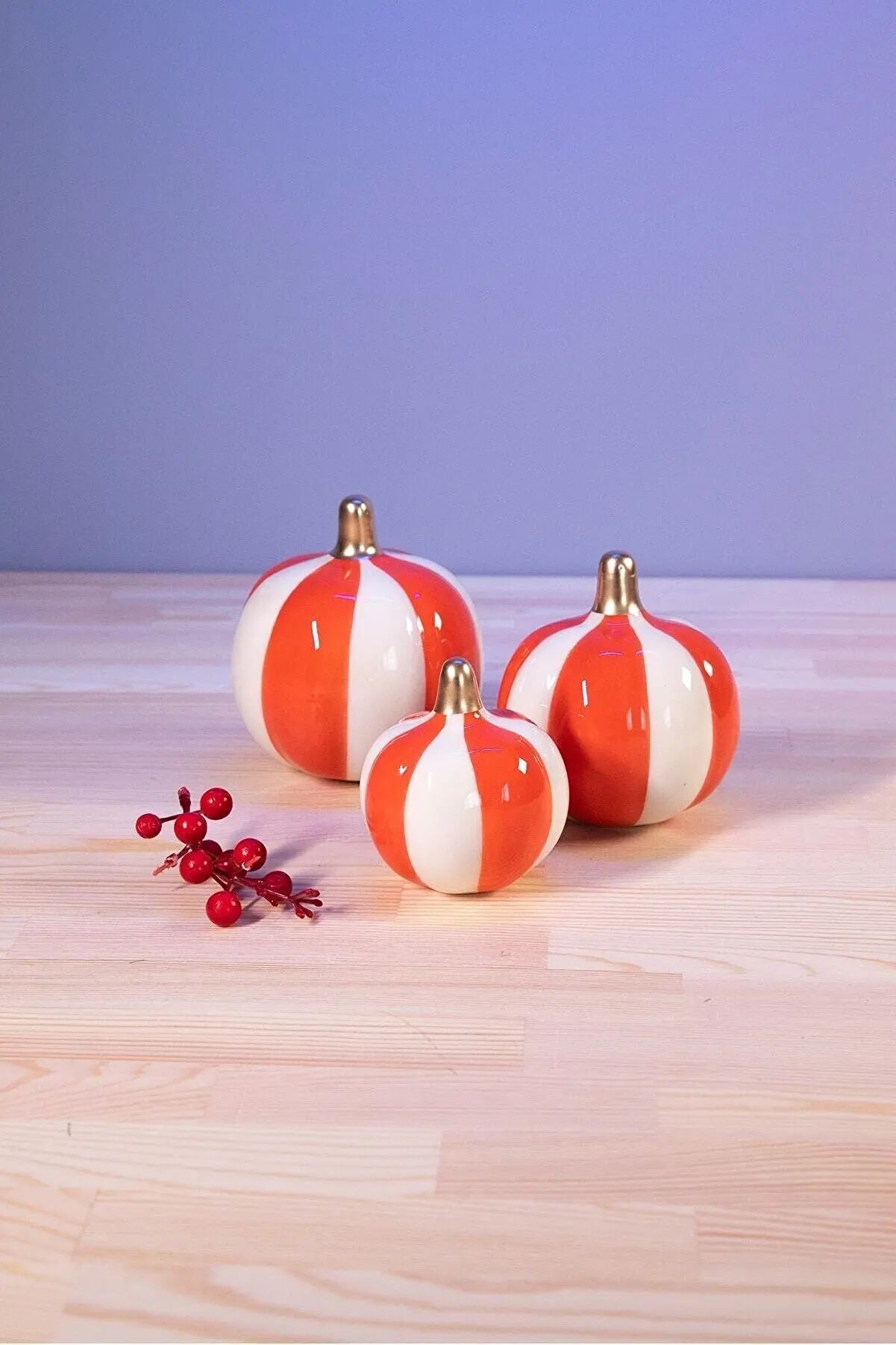 Ceramic Pumpkin Motif Trinket Artistic Sculpture Decorative Home Office Products Souvenirs 13x11x9Cm 3 Pieces Design New Fashion