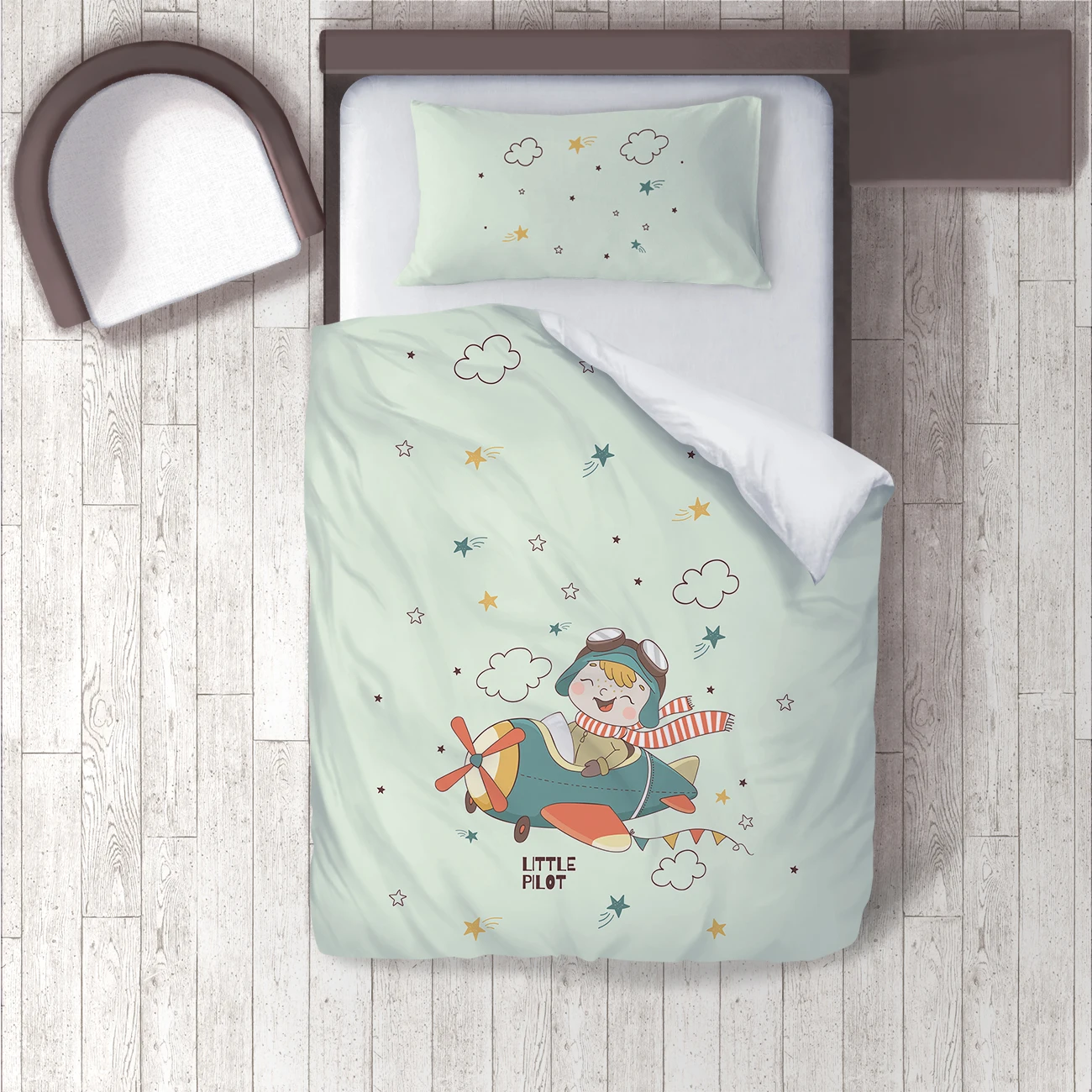 

Duvet Cover Set Bedding Set Pillow Case for Baby and Kids Room 3D Printed Green Size Plane Hat Flag Model 299