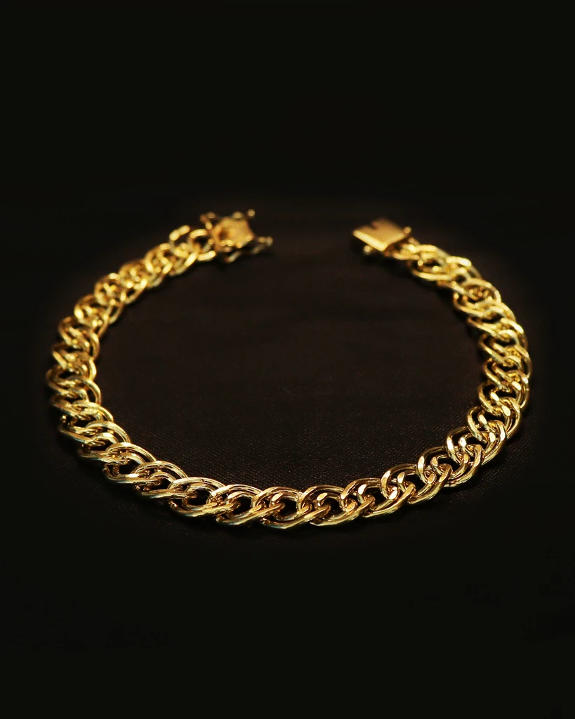 CARIOCA 10MM Old Coin Bracelet Identical to 18K Gold (Eternal Guarantee in Color) Does Not Rust, Does Not Darken