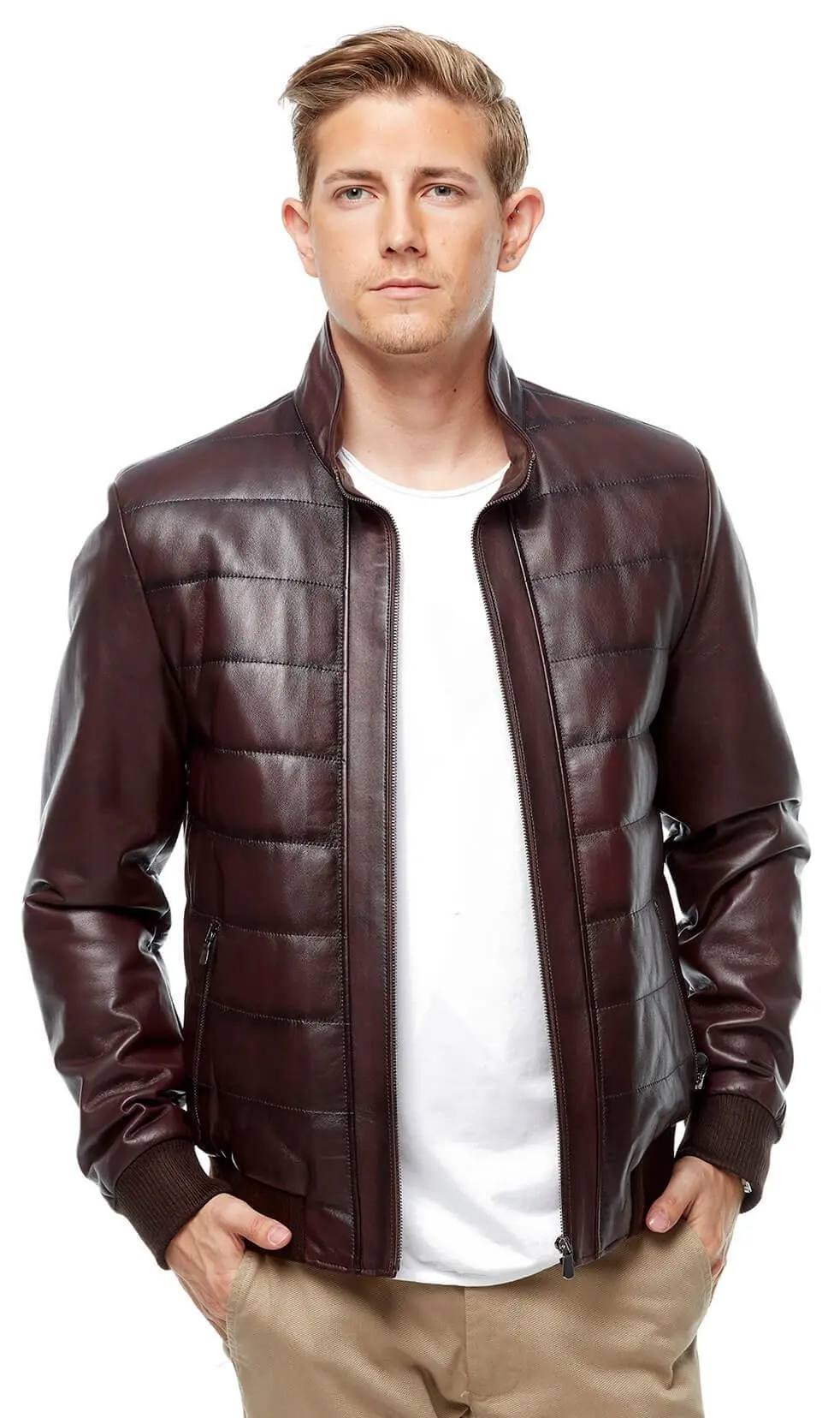 Elviro Burgundy antyczne kurtki skórzane Orjinal Lambskin jesień zima 2022 Biker Slim duże rozmiary VintageTürkiye