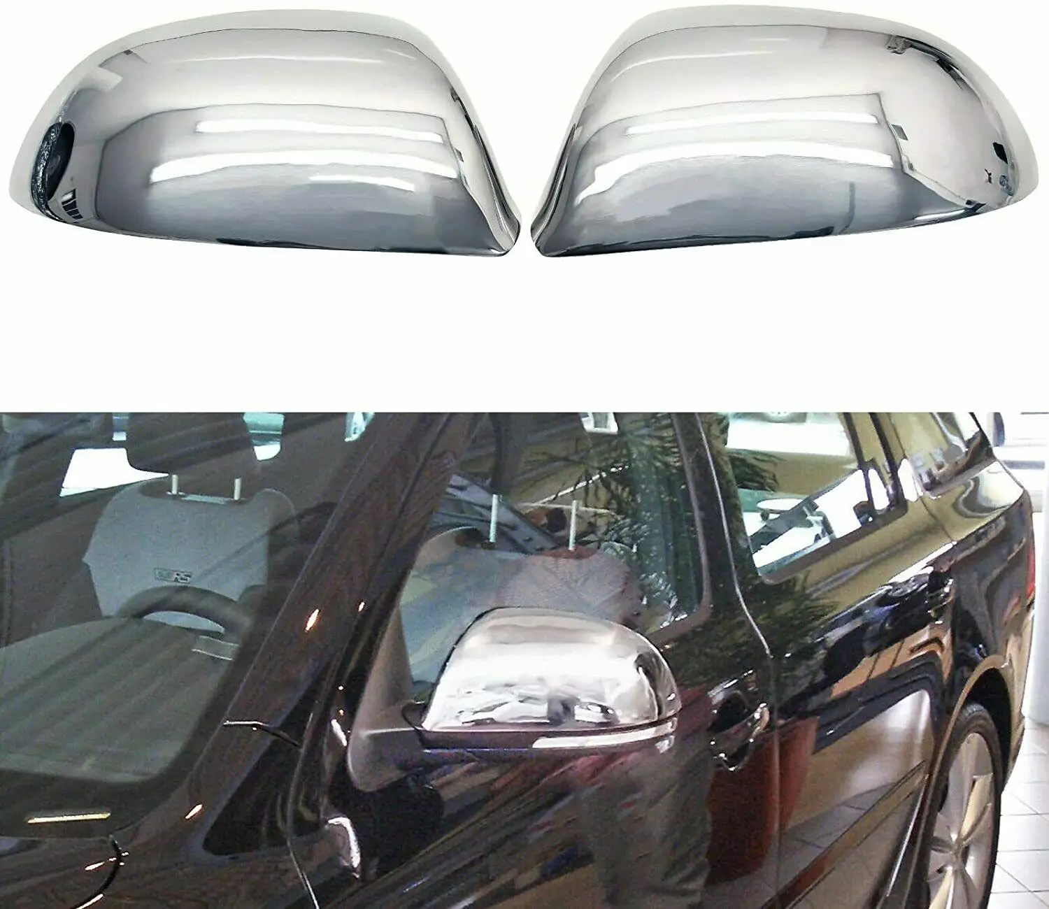 Chrome-plated rearview cases for Sokda Octavia II (1Z3 body)-2009-2013 stainless steel