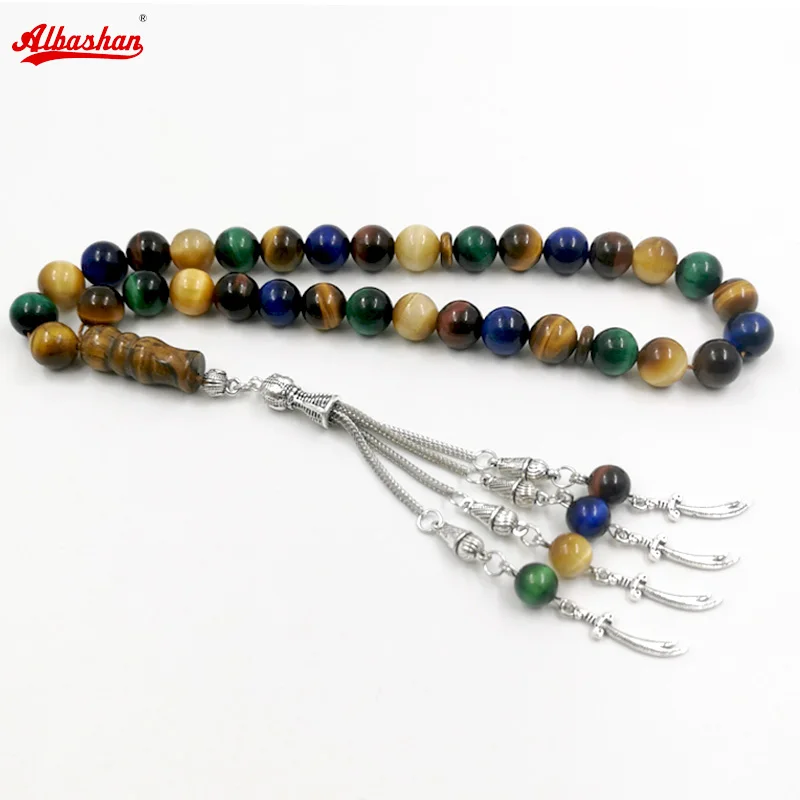 Natural tiger eye Tasbih Muslim prayer bead Eid gift misbaha accessories turkish Jewelry islamic rosary arabic fashion 33 beads