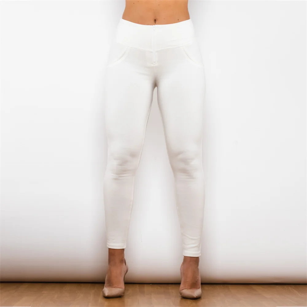 Shascullfites-mallas Push Up de algodón para mujer, Leggings de cintura alta, color blanco, para gimnasio