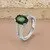 925 Sterling Silver Zircon Stone Embroidered Oval Cut Ladies Ring With Green Stone Turkish Premium Quality Handmade Jawelery