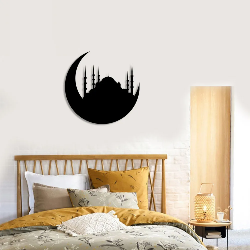 Istanbul Mosque and Moon Star Wall Room Home Accessory Wooden Table 50x48cm