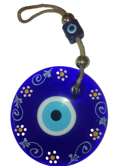 Big Size   Glass Blue Evil Eye Wall Hanging Ornament – Turkish Nazar Bead - Home Protection Charm - Wall Decor